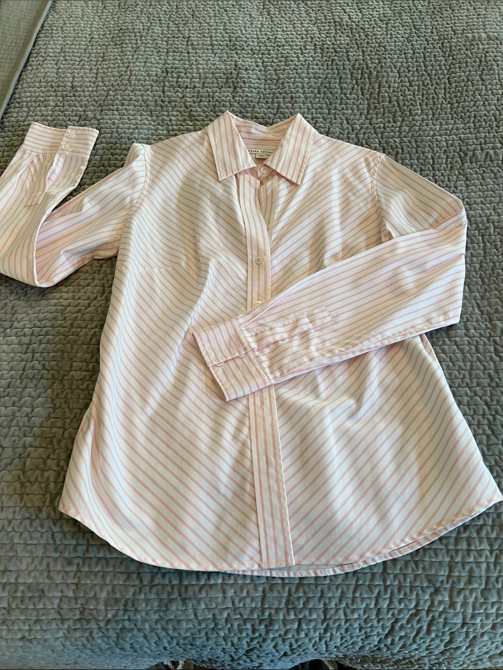 Banana Republic Pink and White Striped Button-Down Shirt
